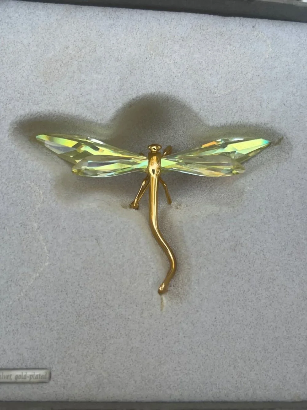 Swarovski Daniel Swarovski Paris Paradise Crystal Dragonfly Brooch Figurine Gold